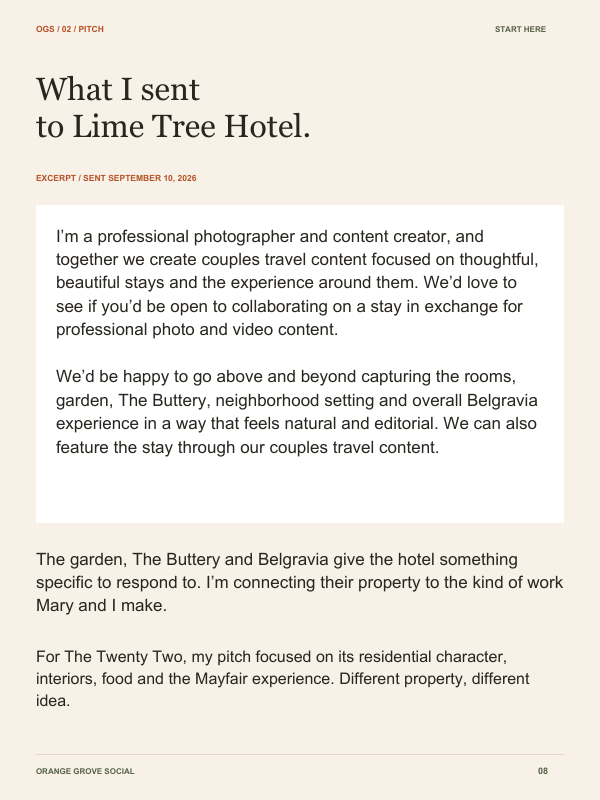 Preview: personalized hotel outreach examples